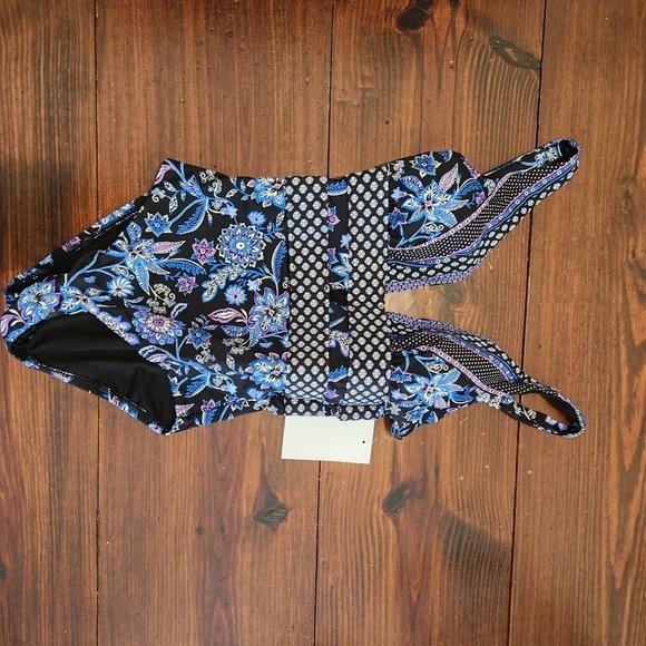 Swimsuits for All sz 4 Deep PLUNGE print swimsuit molded cups womens - Picture 3 of 4